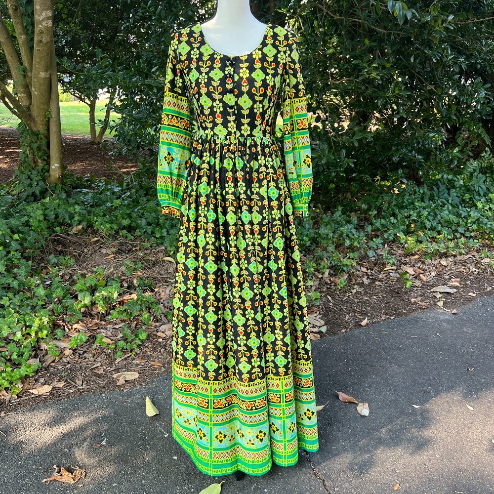 Vintage Jennifer Dallas Floral Long Sleeve Maxi Dress